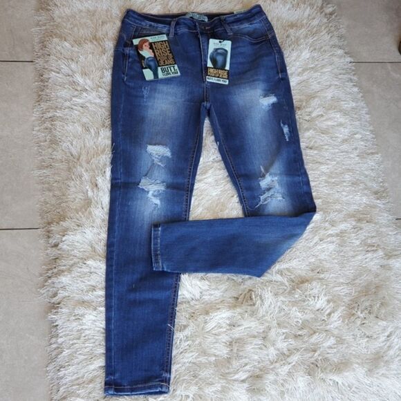 Women's Wax Jean Distressed High Rise Push Up - Picture 2 of 5